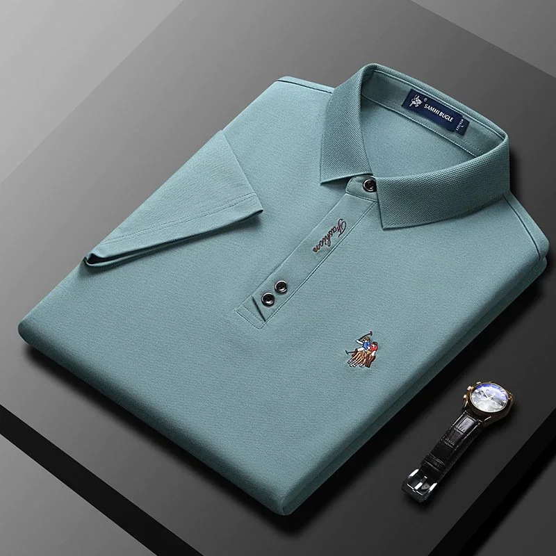 Men's Solid Color Business Lapel Polo Shirt