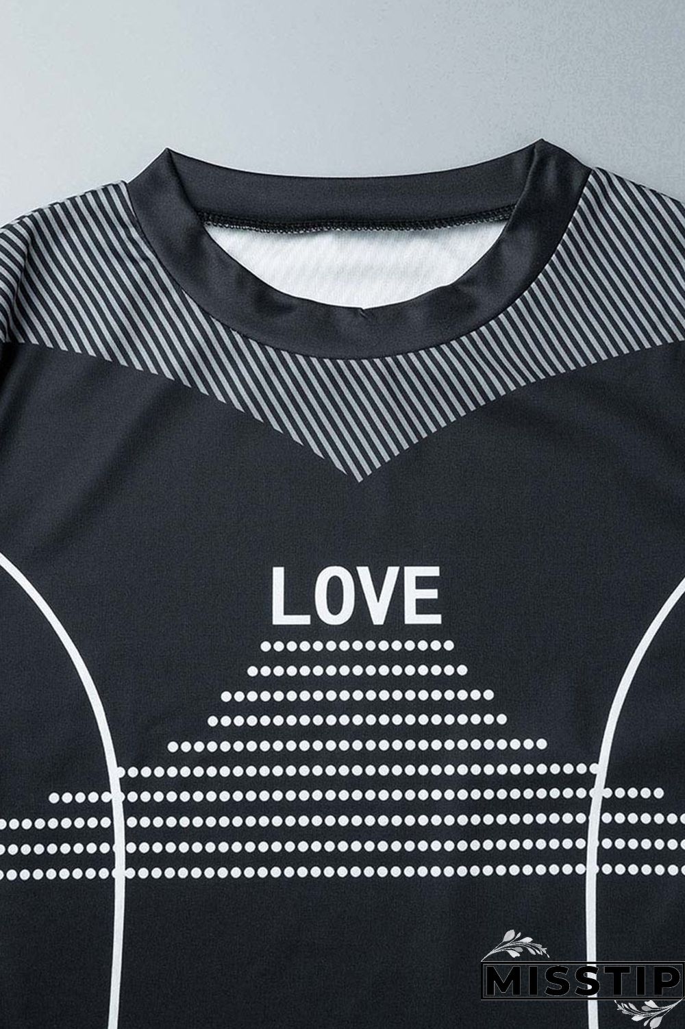 Black Casual Sportswear Print Patchwork O Neck Short Sleeve Two Pieces