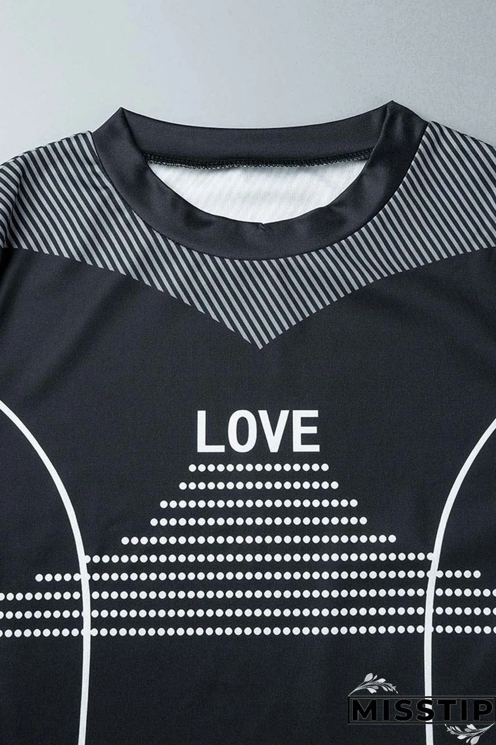 Black Casual Sportswear Print Patchwork O Neck Short Sleeve Two Pieces