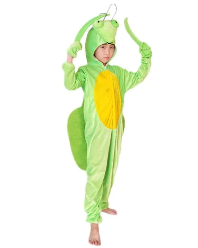 Mayoulove Girls Boys Mantis Flannel Cosplay Onesie Kids Halloween Costume-Mayoulove