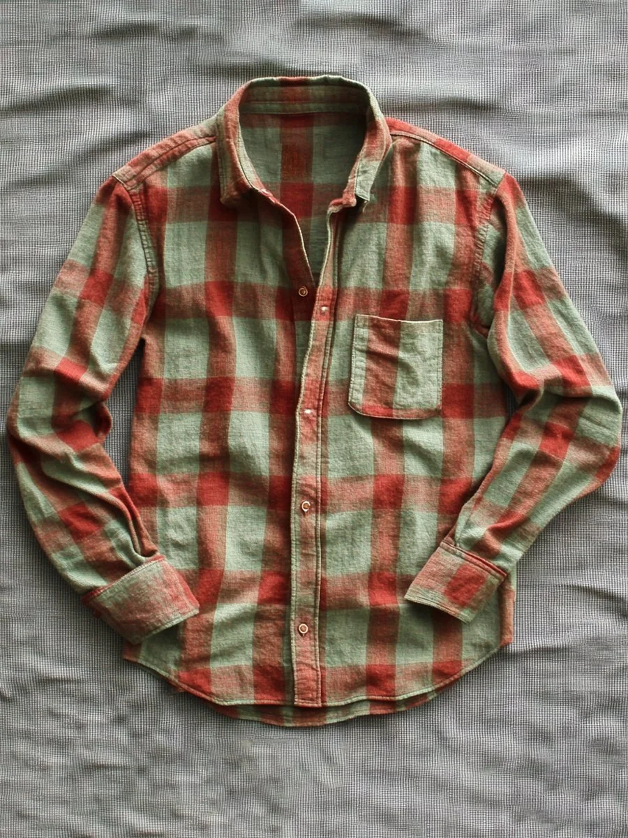 Men's Casual Flannel Plaid Long Sleeve Shirt Jacket