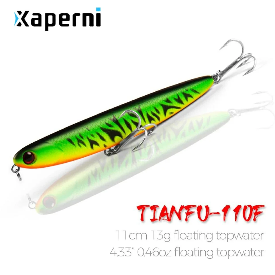 Xaperni professional fishing lures,110mm 13g top water pencilbait,walkdog action ,6colors for choose,fishing tackle hard bait