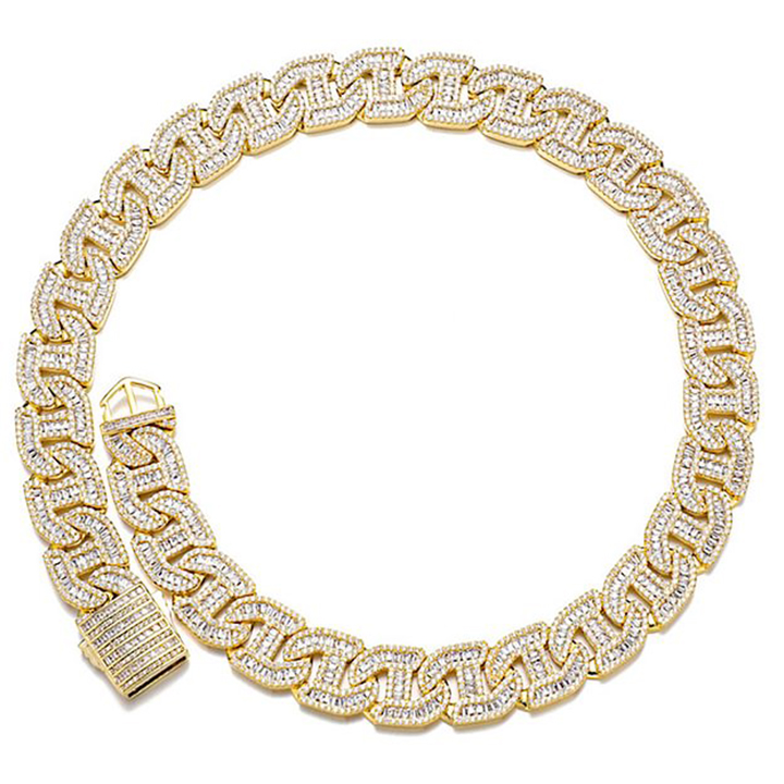 17MM 5A Zirconia Iced Out Classic Cuban Link Chains