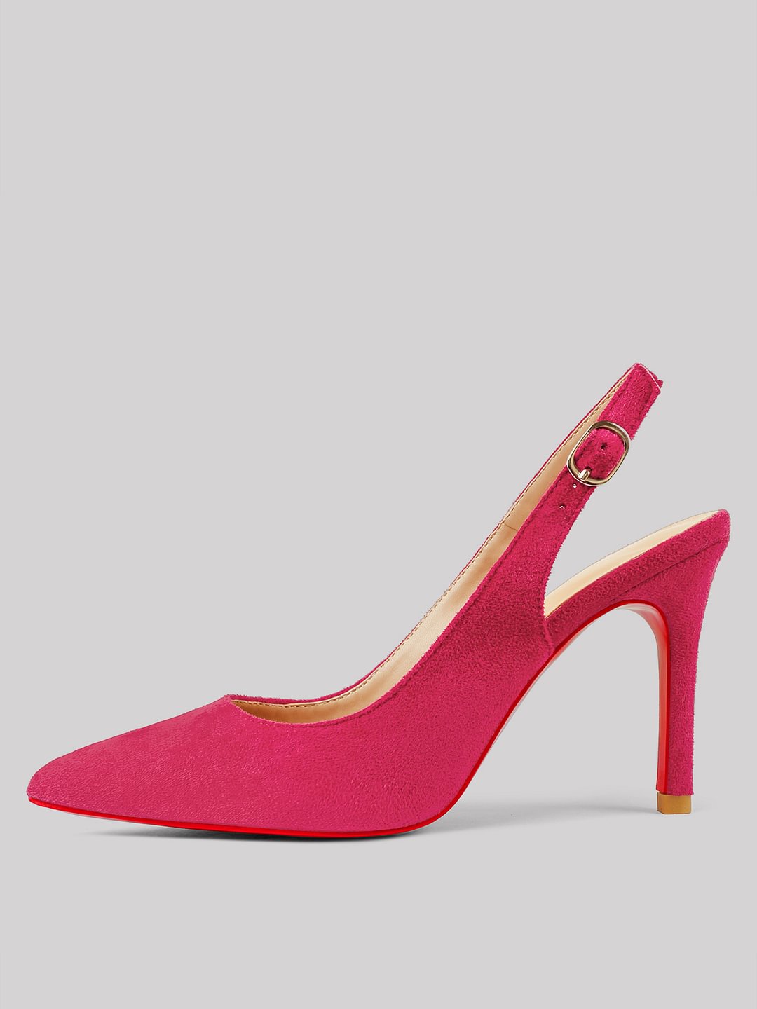 85mm Mid Heels for Women Slingback Pumps Sandals Pointy Toe Pumps Red Bottoms Shoes Suede Heels