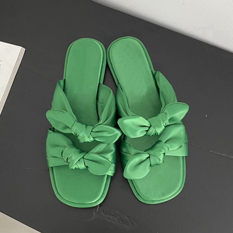 SUOJIALUN 2021 Women Slippers Fashion Green Ladies Flat Heel Slides Summer Outdoor Beach Slip On Sandal Shoes Female Flip Flops