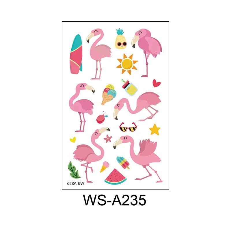10 Kinds Flamingo Tattoos Disposable Temporary Realistic Pink Birds Flowers Beautiful Body Makeup Stickers Waterproof