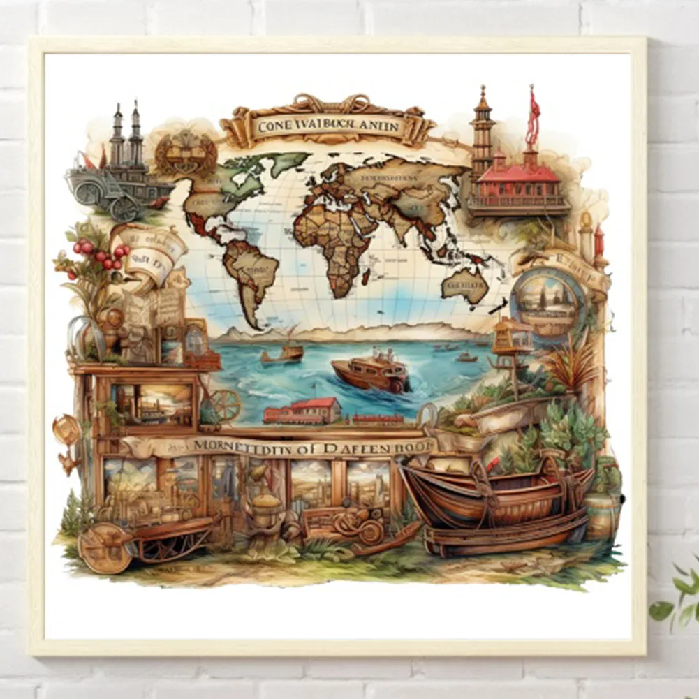 Partial AB Diamond Painting - Full Round Drill - Retro Fantasy House(Canvas|45*45cm)