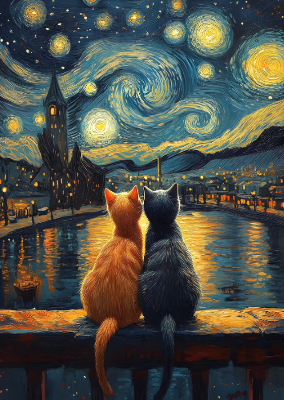 Starry Night Cats - Paint by Numbers -30*40cm/40*50cm