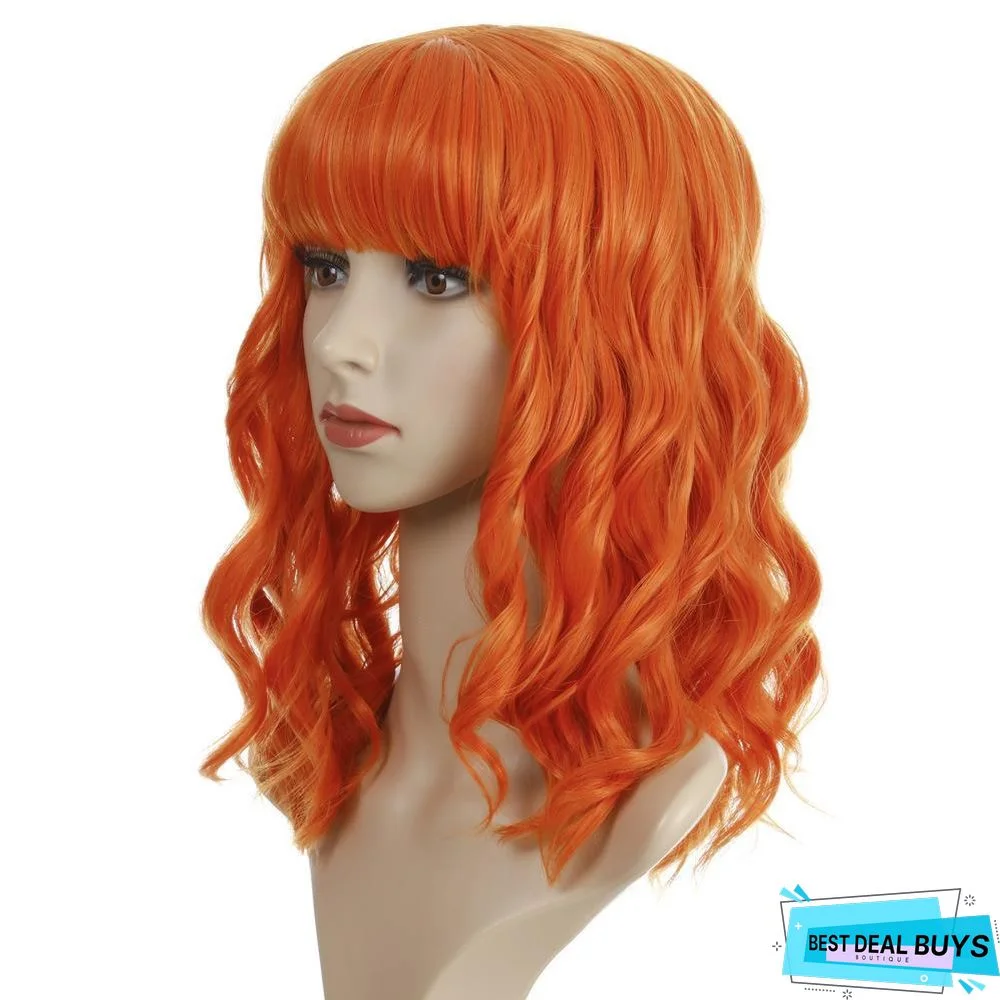 European and American Short Curly Hair with Bangs and Chemical Fiber Headgear