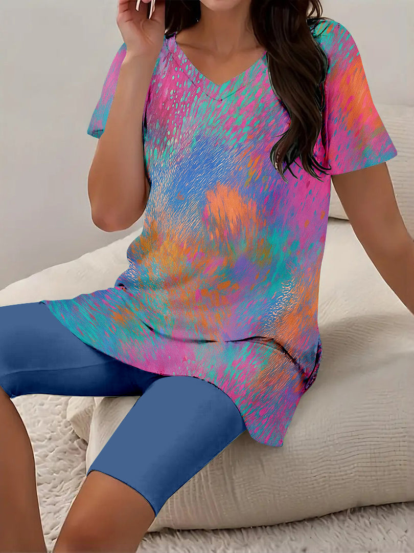 Women Long Sleeve V-neck Graphic Floral Printed Top