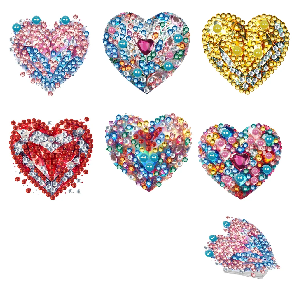 6Pcs Heart Acrylic Diamond Painting Self Adhesive Clips for Poster Photo Light