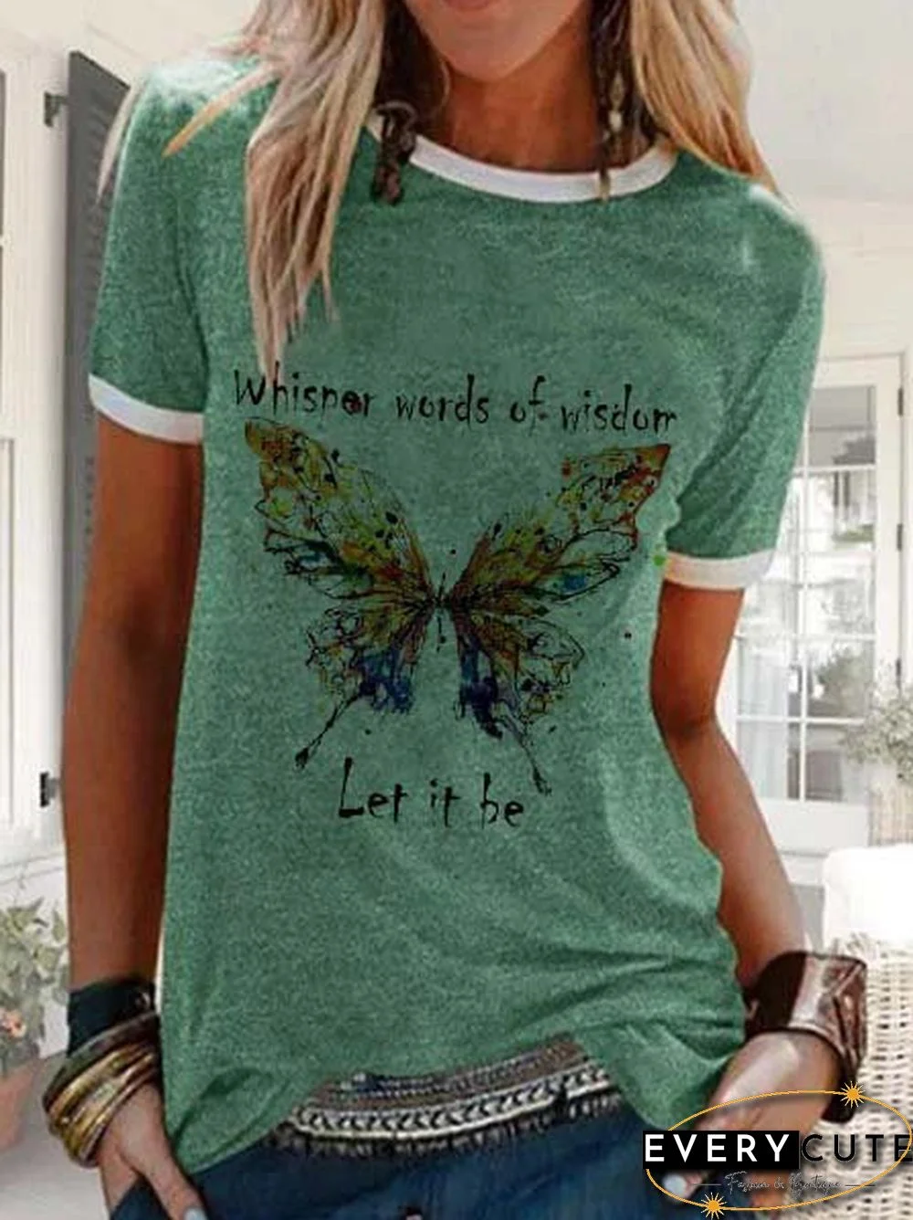 Letter Printed Casual Short Sleeve T-shirt