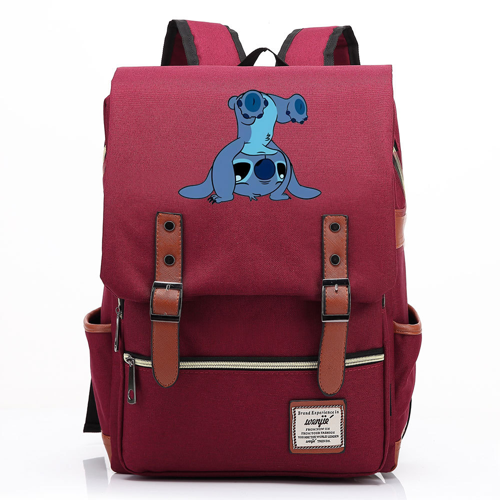 Stylish Lilo & Stitch Square Backpack with Belt Buckle Design - Fits 15-inch Laptop-Mayoulove