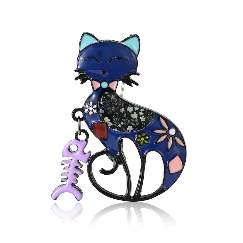 Cute Pin Cat Fish Bone Alloy Enamel Unisex Brooches