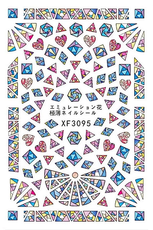 Nail Art Decals Colorful Glass Sticker for Nail Self-adhesive DIY Sticker Decals Manicure for Nail Art Sticker Design Decoration