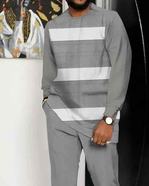 Men's Casual Color Blocking Long Sleeve Walking Suit-194