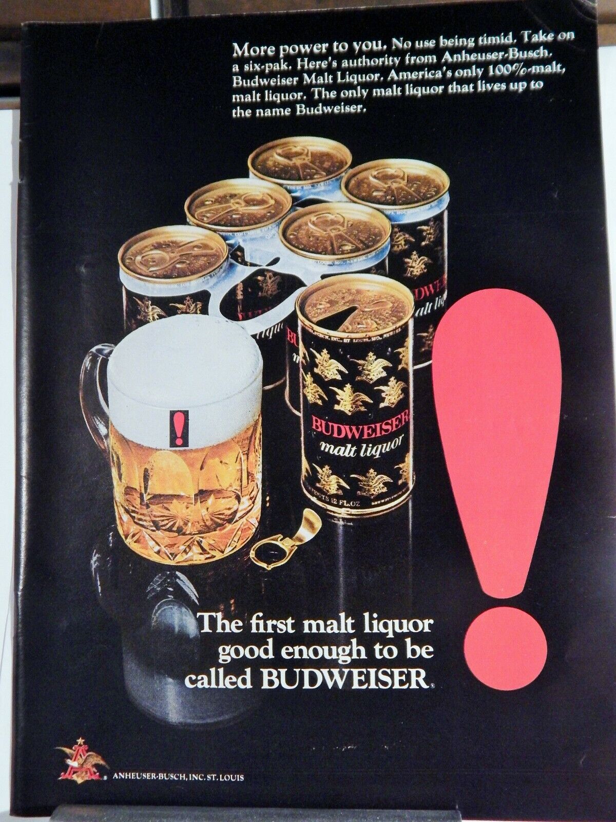 BUDWEISER MALT LIQUOR IN CANS 1971 VINTAGE Photo Poster painting AD, RARE SOUGHT EPHEMERA