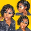 Curly Front Lace Human Hair Short Wigs Bob Wigs Remy Brazilian Hair Glueless Lace Frontal Wig For Women Natural Black Hair
