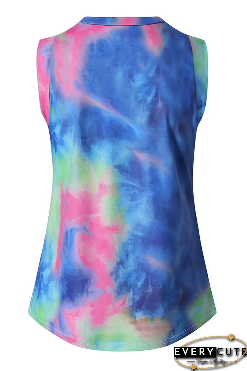 Tie Dye Round Neck Sleeveless Top