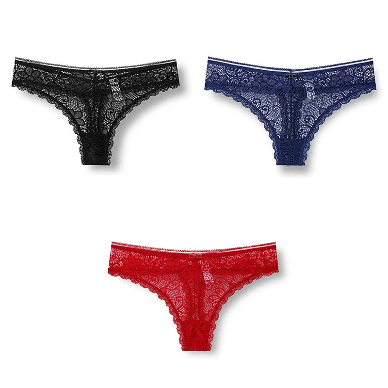 3pcs Woman Panties Sexy Lace Underwear For Women Lingerie Lady Lace T-back Female Thongs Wholesale Sexy Underpants For Women