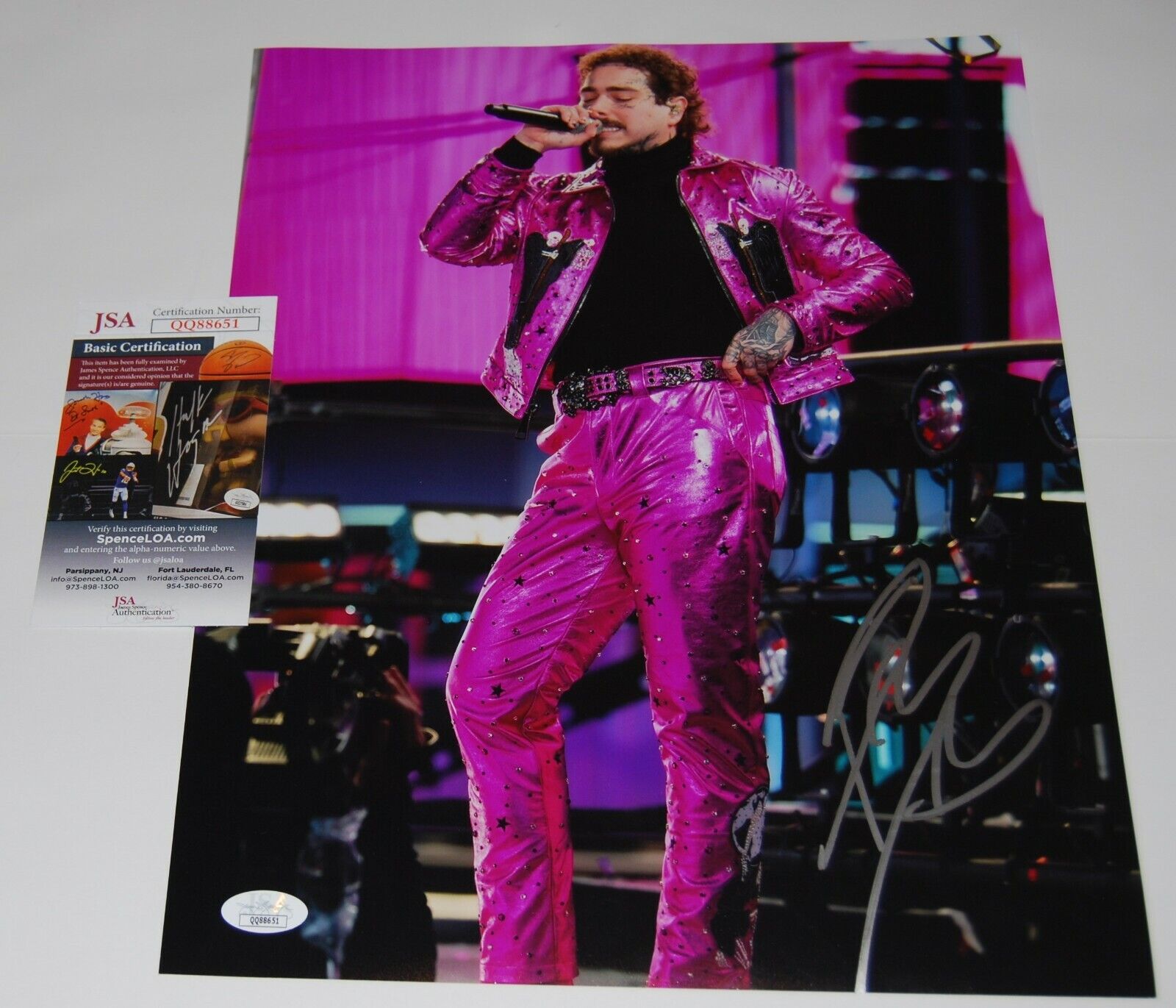 POST MALONE signed (AUSTIN POST) White Iverson Music 11X14 *PROOF* JSA #2