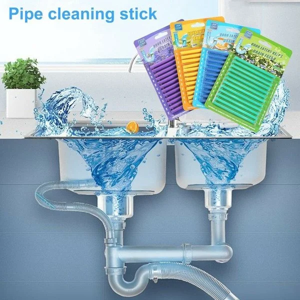 12 Set Pipe Cleaning Sticks Oil Decontamination Kitchen Toilet Bathtub Drain Cleaneer