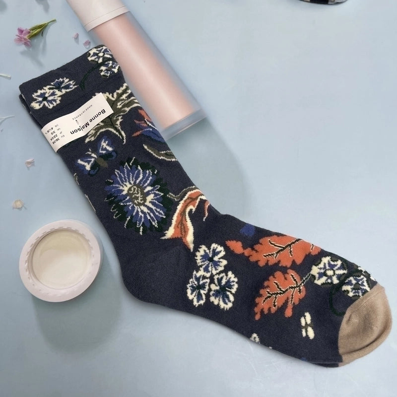 Women’s Minimalist Human Houndstooth Cotton Crew Socks A Pair