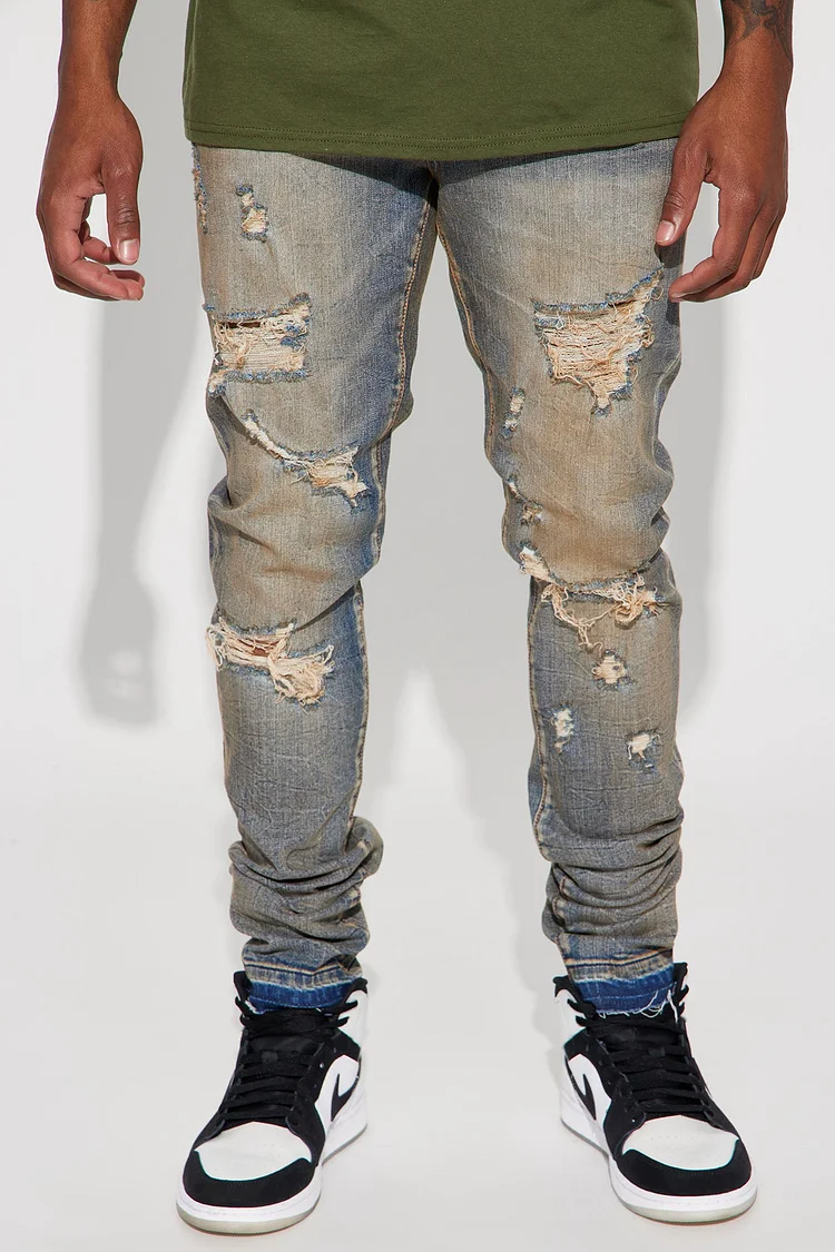 Going Out Tonight Stacked Skinny Jeans - Vintage Blue Wash