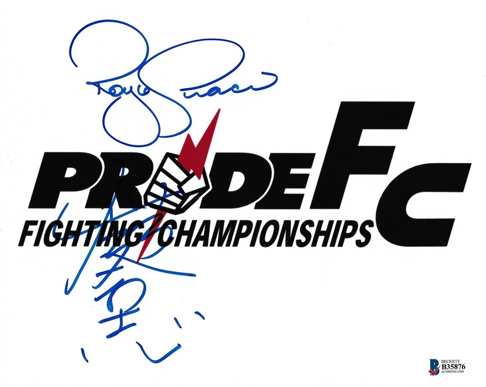 Royce Gracie & Kazushi Sakuraba Signed 8x10 Photo Poster painting BAS Beckett COA Pride FC Auto