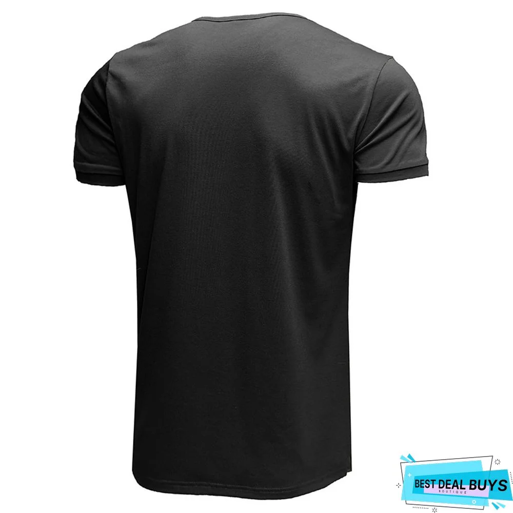 Men's Short Sleeve T-Shirt V-Neck Henry T-Shirt Men's Wear