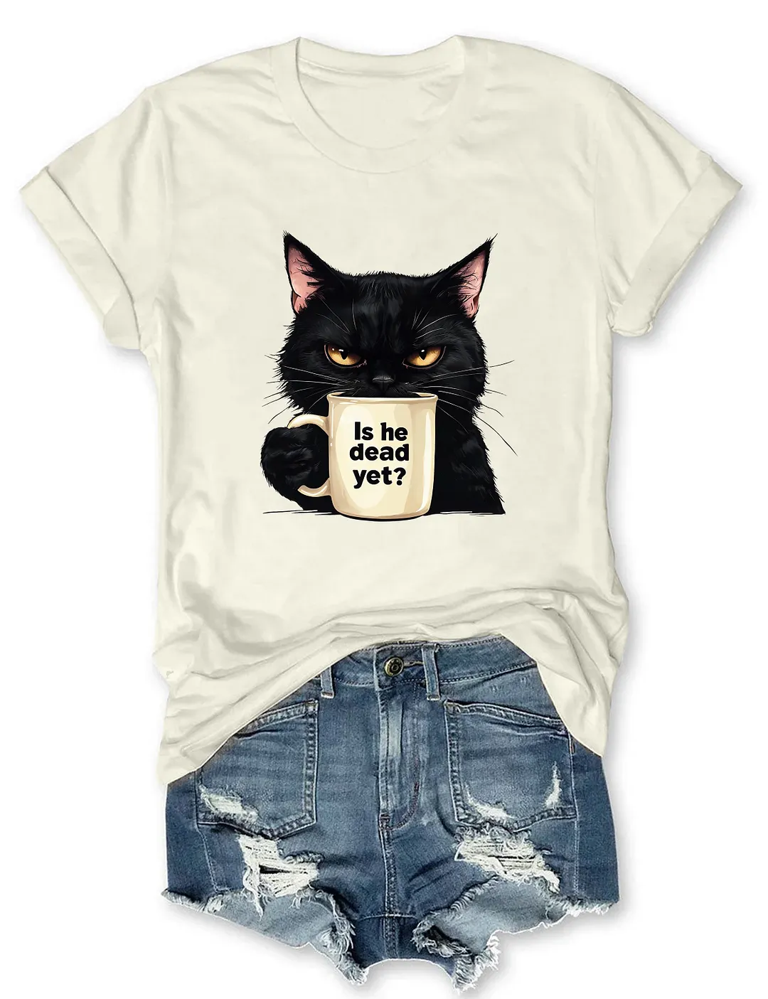 Is He Dead Yet Black Cat T-shirt