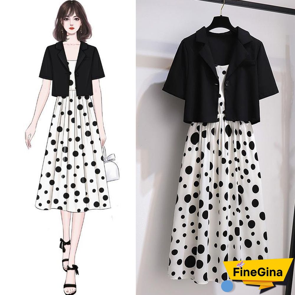 Blazer+Pokla Dots Cami Dress P10241