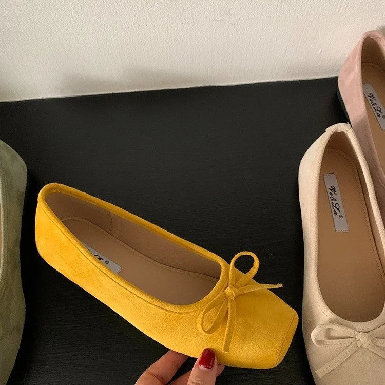 Yyvonne Bow Red Flat Shoes Grandma Shoes Spring And Autumn Lazi Shoes Gentle Single Shoes Retro Women's Shoes
