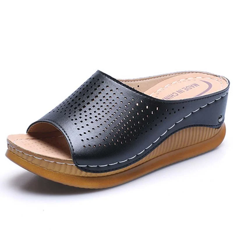 Qengg Women Sandals Fashion Female New Women Shoes Woman Wedge Heel Comfy Sandals Ladies Slip-on Flat Sandals Women Sandalias De Mujer