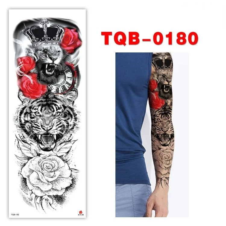 Full Arm Series Temporary Tattoo Full Arm Tattoo Sticker Lasting Waterproof Sweat Flower Arm Full Arm Tattoo Big Picture Sticker
