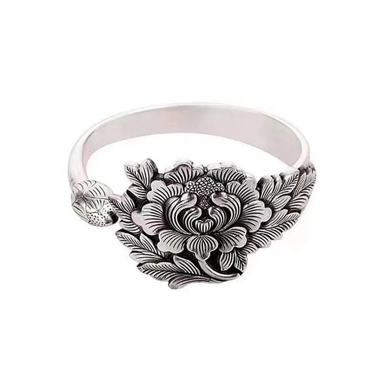 🌺Vintage Silver 3D Peony Bracelet