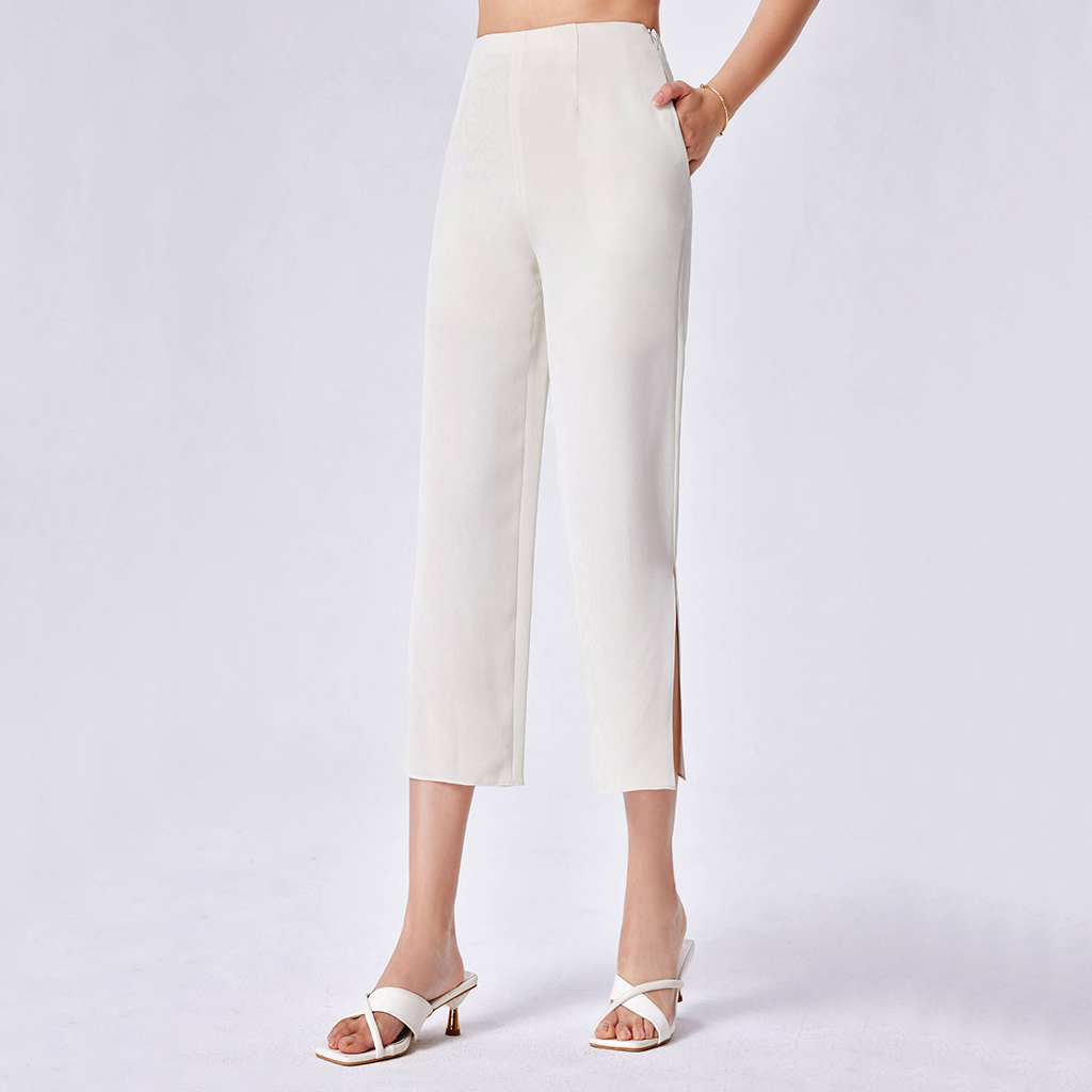 Lounge Silk Straight Leg Pants with Cropped for Women REAL SILK LIFE