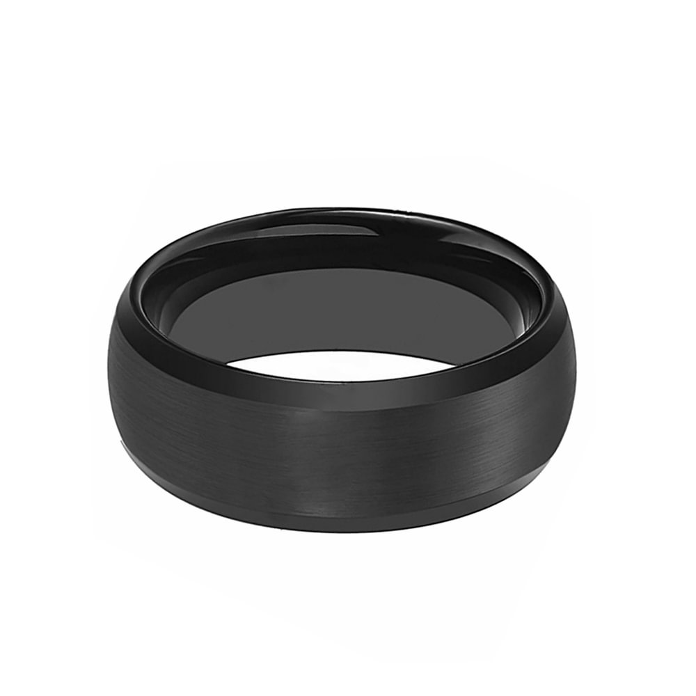 Men Black Tungsten Carbide Ring Simple Style Brushed Finish Comfort Fit