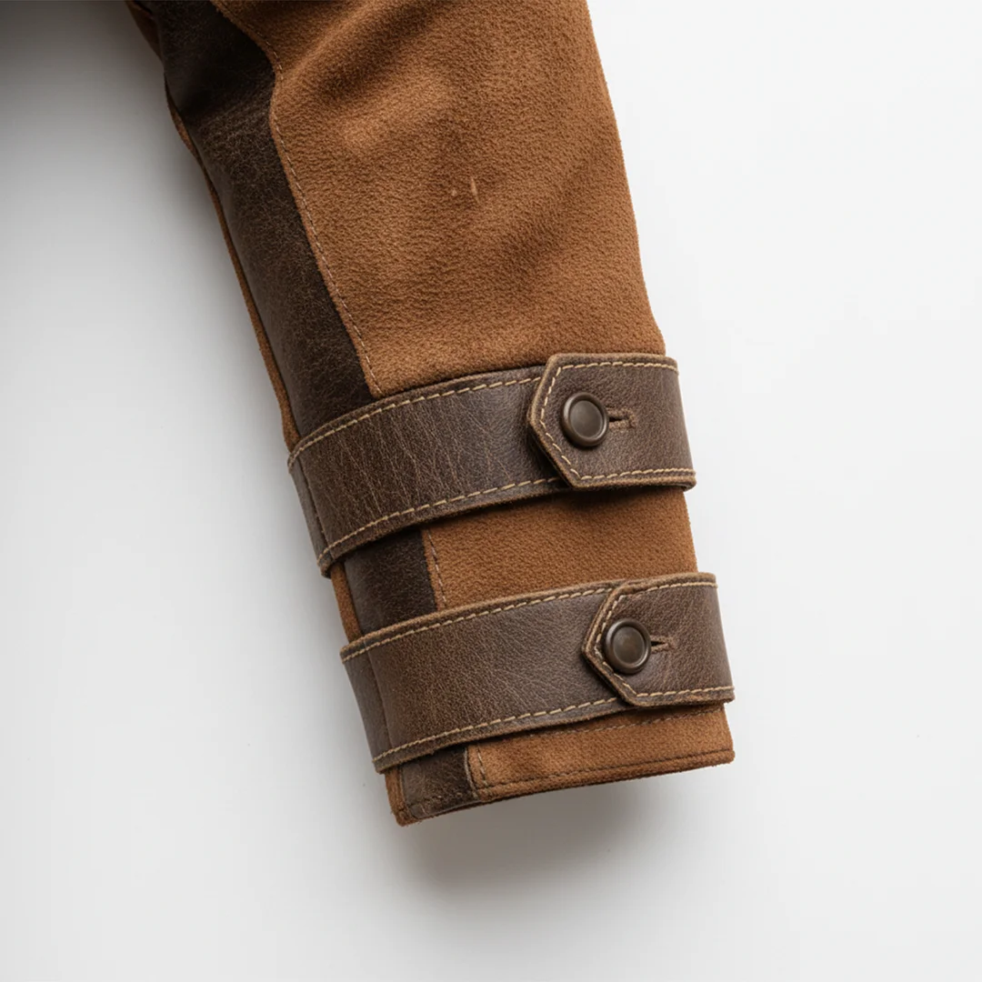 Men's Vintage Brown Suede Leather Shearling Coat