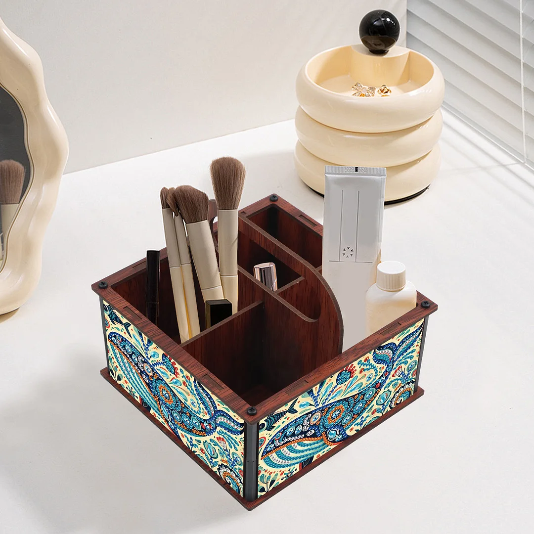 DIY Dolphin Wooden Diamond Painting Handheld Storage Box Kit Tabletop Art Decor