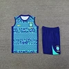 2024 Brazil Pre-match Training Blue Pattern Jersey+Shorts 1:1 Thai Quality
