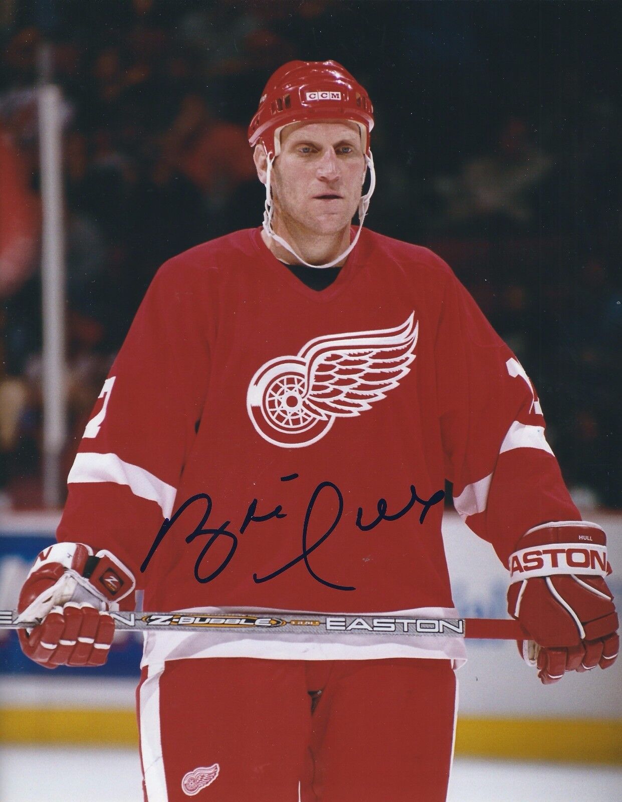 Signed 8x10 BRETT HULL Detroit Red Wings Autographed Photo Poster painting - COA