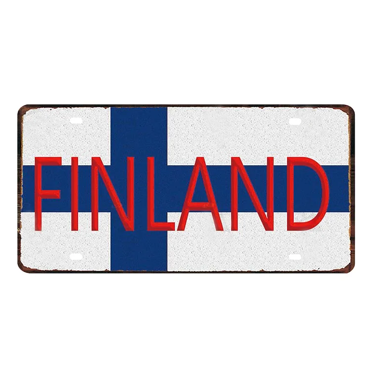 FINLANDE - plaque d’immatriculation de voiture enseignes en étain / enseignes en bois - 5.9x11.8in