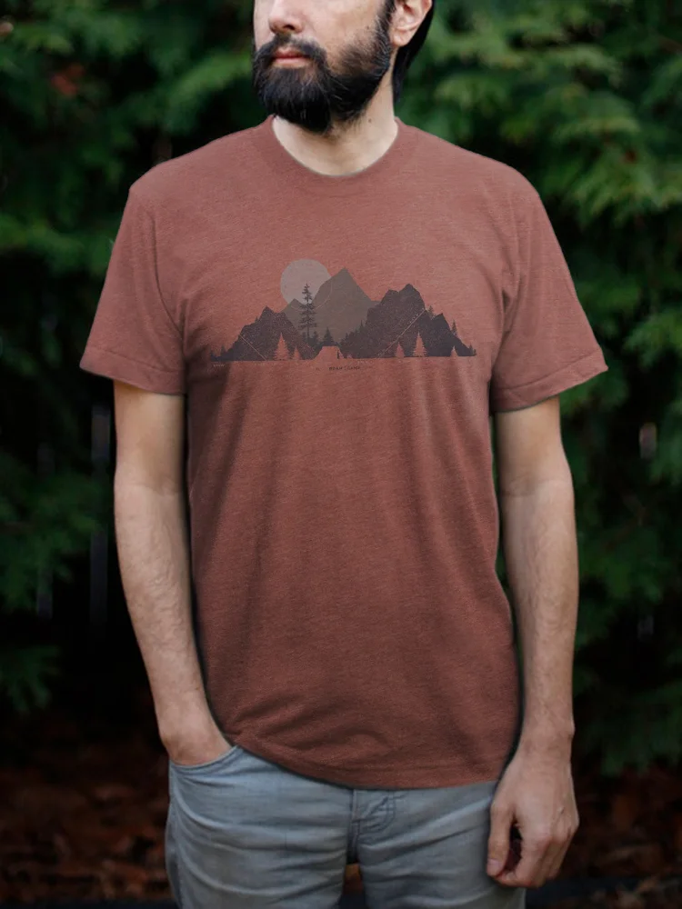 Mountains Printed Casual Men's T-Shirt in  mildstyles