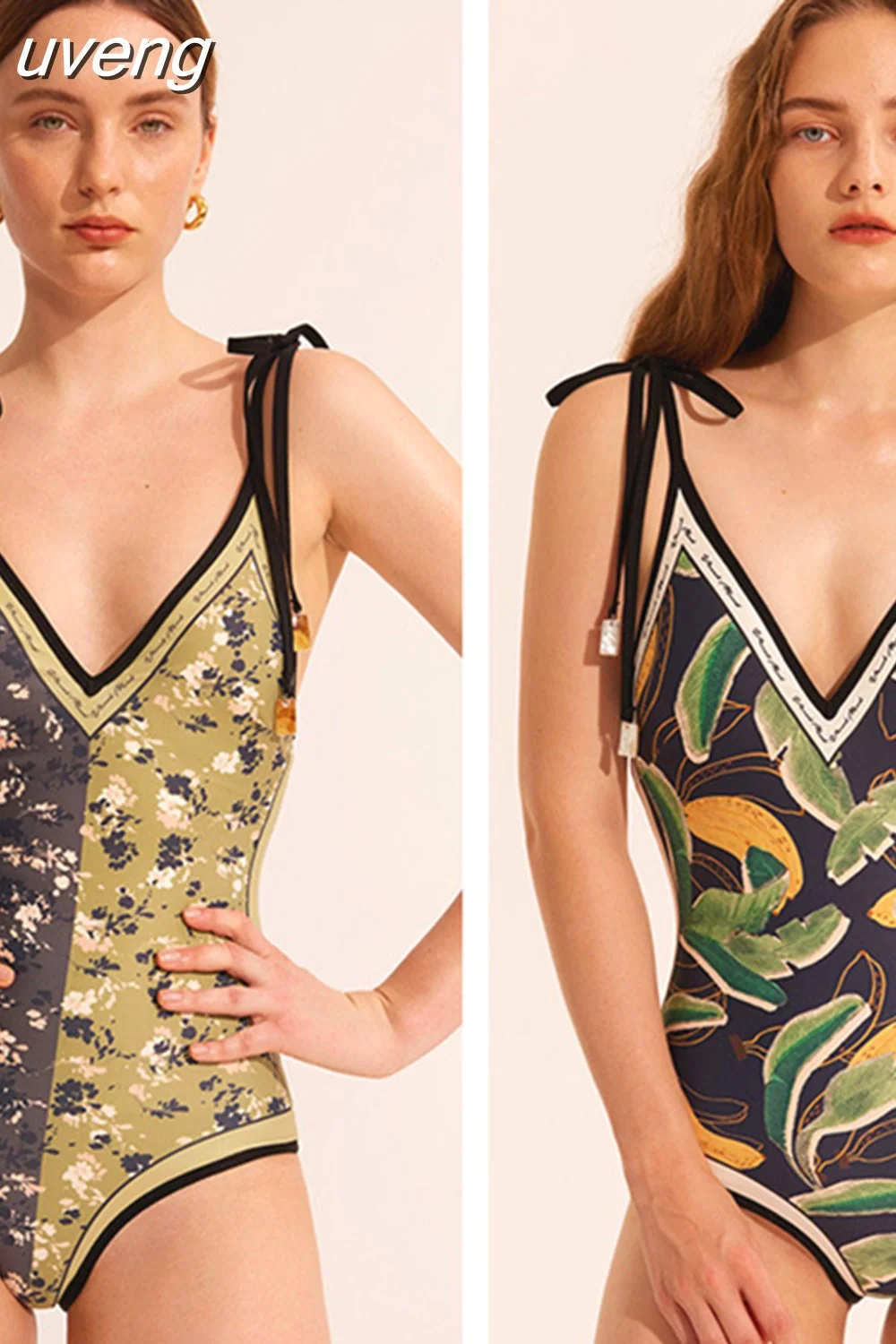 uveng New Fashion One Piece Swimsuit and Skirt Women Reversible Swimwear Luxury Bowknot Beach Dress Brazilian Bathing Suit Summer