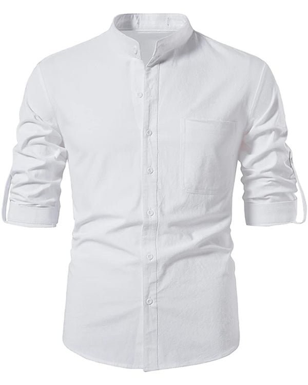 Men's Stand Collar Casual Patchwork Long Sleeve Top