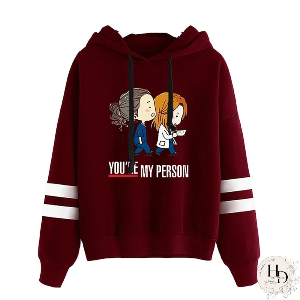 Plus Size Clothe Fashion Hoodies Hot Sale Grey's Anatomy Womens Sportswear Casual Long Sleeve Tracksuit You Are My Person Fashionpullover Tops Hoodies Tumblr