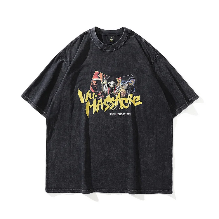 Street Vintage Print Half-Sleeved Loose Short-Sleeved T-Shirt at Hiphopee