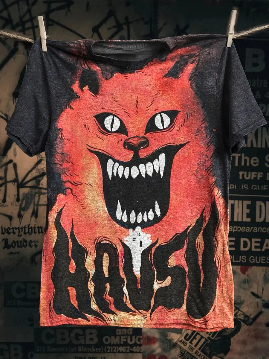 Eagerlys Horror Print Casaul Short Sleeve T-shirt Eagerlys