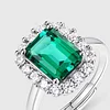  Lab-Grown Emerald Halo Ring